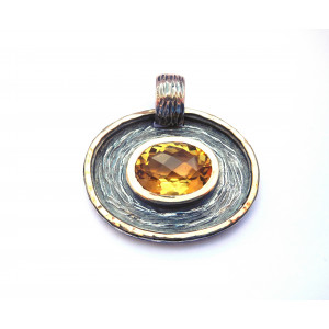 Colgante G-Styliano plata,oro y cuarzo whisky - MSP755W