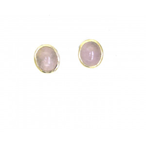 Pendientes G.Styliano plata oro cuarzo rosa - T.12X10R