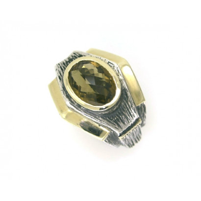 Anillo G.Styliano plata oro cuarzo whisky - ASP1041/A