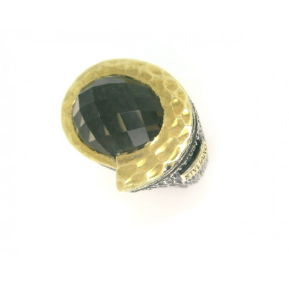 Anillo G.Styliano plata oro cuarzo fume - ASP737
