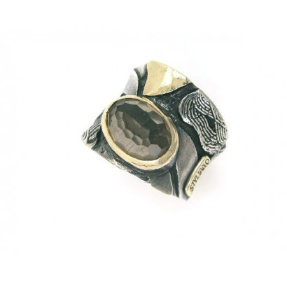 Anillo G.Styliano plata oro cuarzo fume - ATO6528