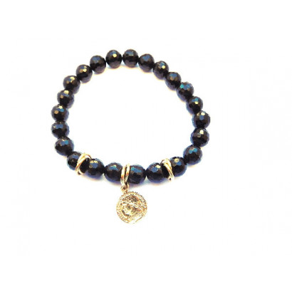 Polsera or boles onix medalla or - E3089-PAONI