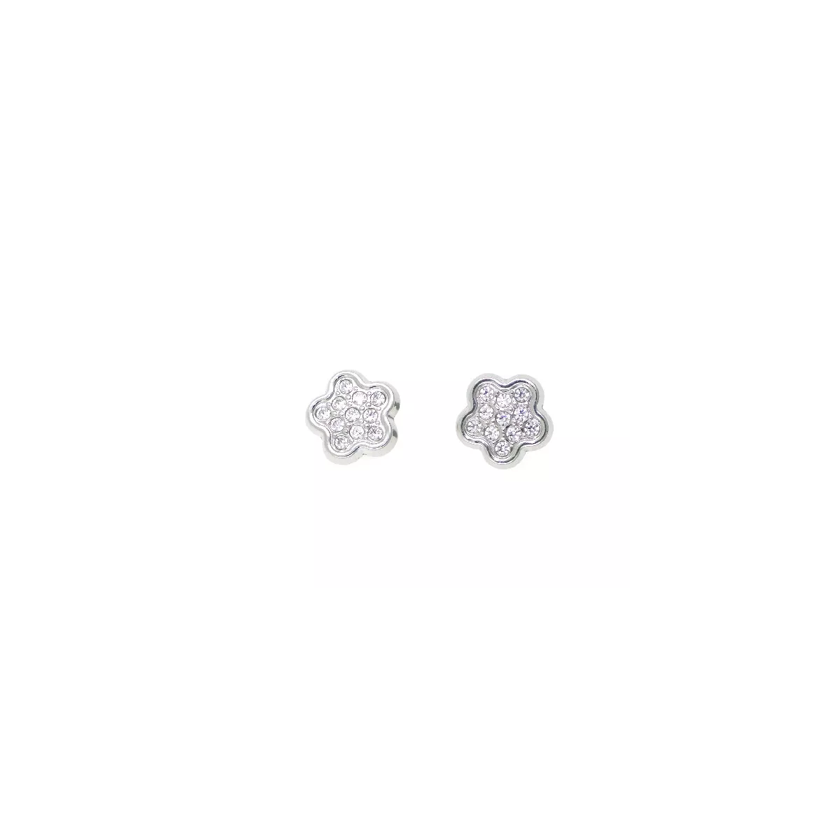 Pendientes oro blanco circon flor - M-620822B