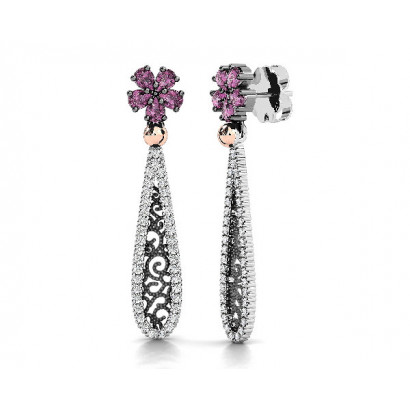 Arracades Bohemme plata or rodolita safirs blancs - 5FLG002E