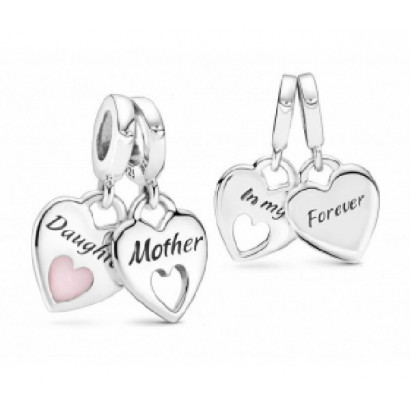Charm Pandora plata cor mare i filla - 799187C01