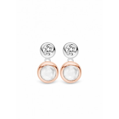 Arracades ti sento plata xapat rosa zircon m.pearl - 7746MW