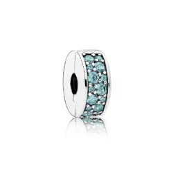 Clip Pandora plata circon verde-azul - 791817MCZ