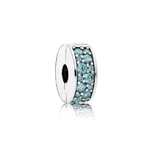 Clip Pandora plata circon verde-azul - 791817MCZ