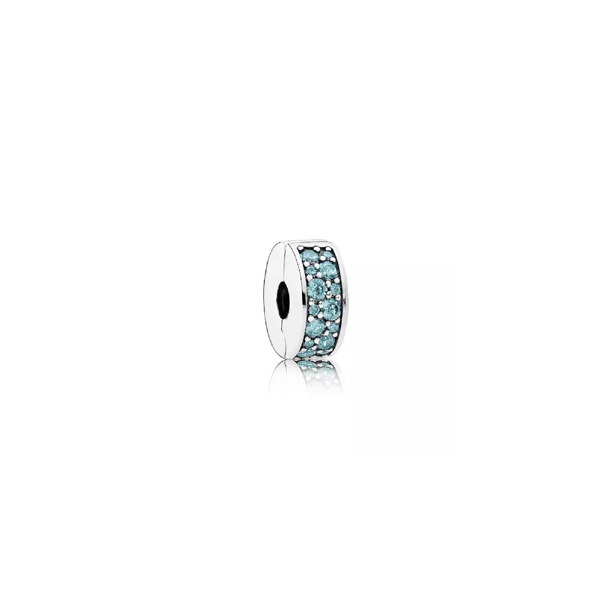 Clip Pandora plata circon verde-azul - 791817MCZ