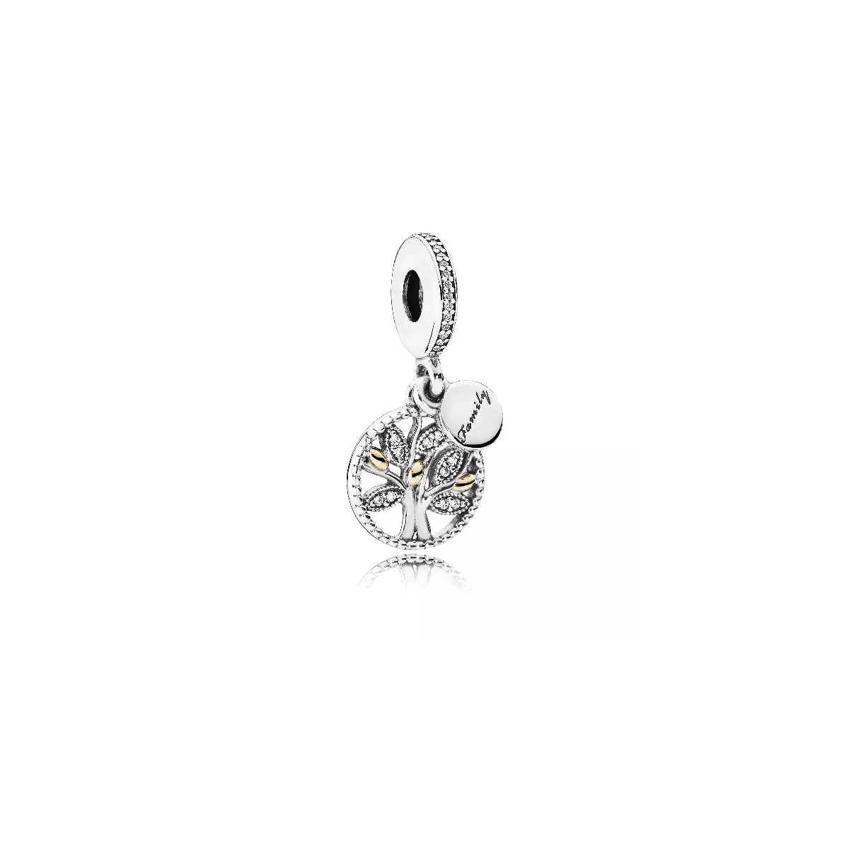 Charm plata or circon arbol familia - 791728CZ