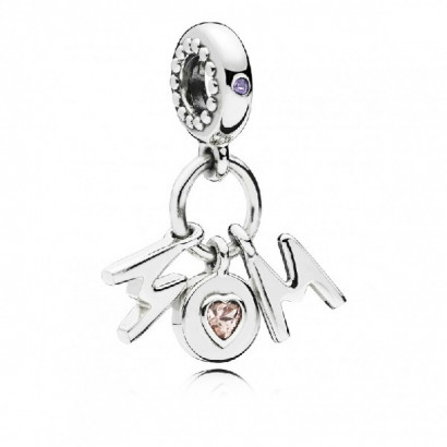 Charm pandora plata mum circon rosa lila  - 797059NSP