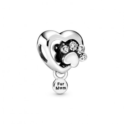 Charm Pandora plata cor petjada zircon - 798873C01