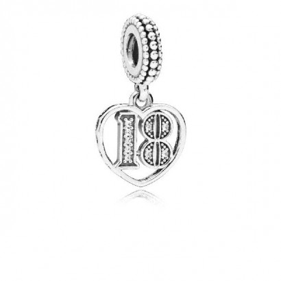 Charm pandora plata zircon numero 18 - 797262CZ