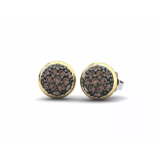 Pendientes Bohemme plata oro circon brown - 7PCL002EB