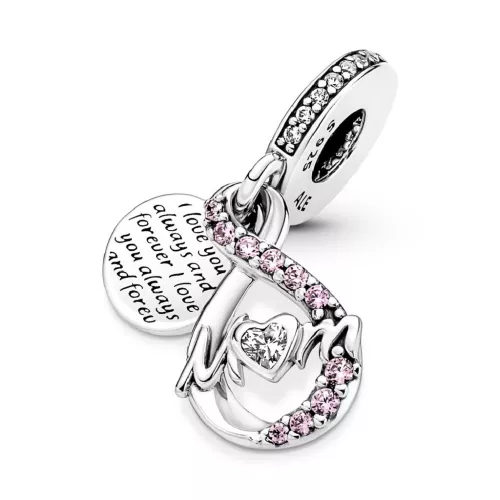 Charm Pandora plata zircon rosa mum infinit - 791468C01