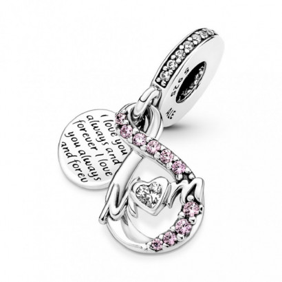 Charm Pandora plata zircon rosa mum infinit - 791468C01