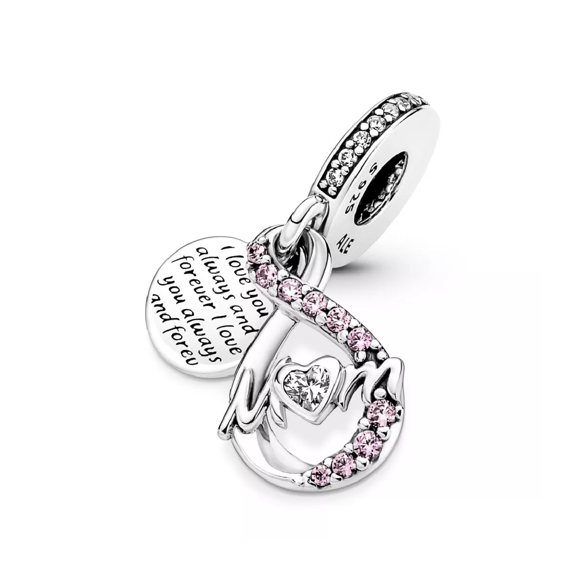 Charm Pandora plata zircon rosa mum infinit - 791468C01