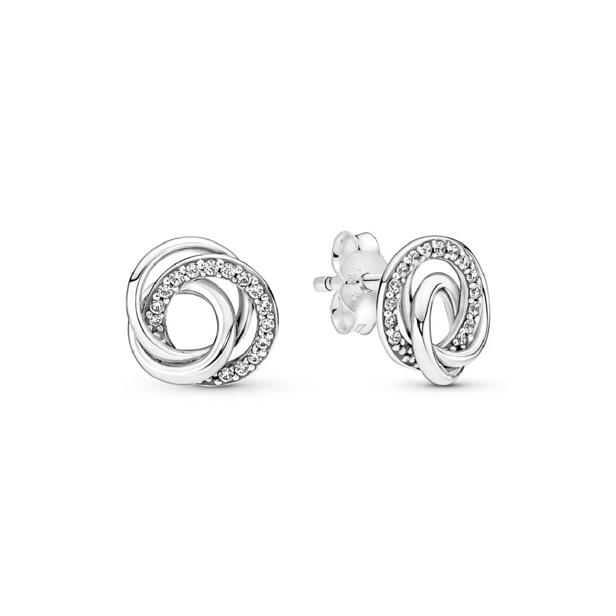 Arracades Pandora plata zircon aros entrellaçats - 291076C01