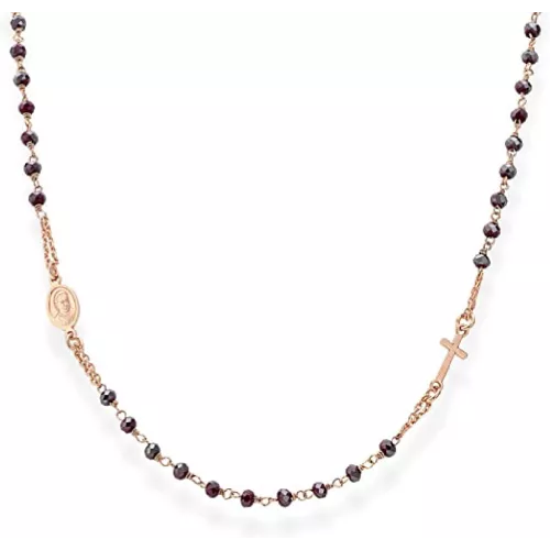 Collar Amen plata rose tipo rosari granat - CRORA3