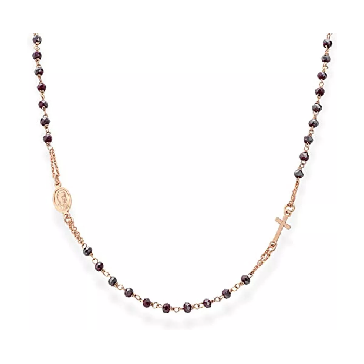 Collar Amen plata rose tipo rosari granat - CRORA3