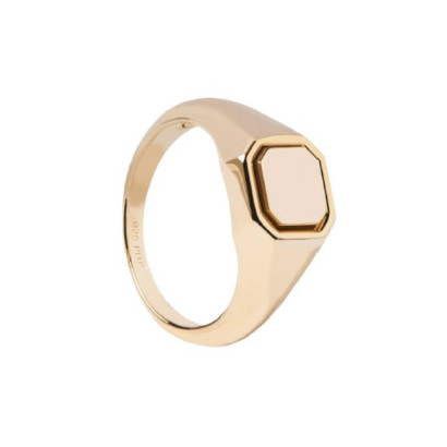 Anillo Pdpaola Octet Stamp plata chapada tipo sello - AN01-627