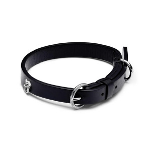 Collar perro Pandora acero cuero negro - 312262C01
