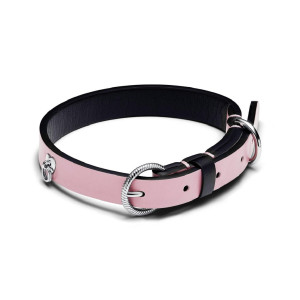 Collar gos Pandora acer cuir rosa - 312262C02