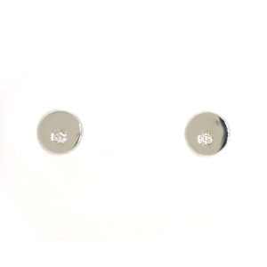 Pendientes oro blanco pulido redondo 2 brillantes - BR1630-1P