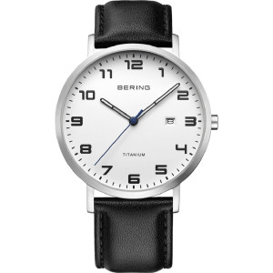 Reloj Bering caja  titanio correa piel - 18640-404