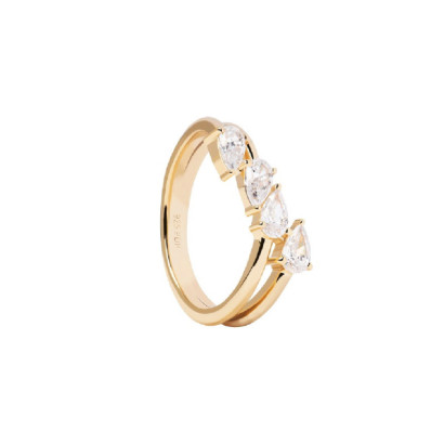 Anillo Pdpaola Terra plata chapada circon - AN01-861