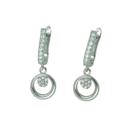 Arracades penjant or blanc brillants 0.168k - BR2201-1P
