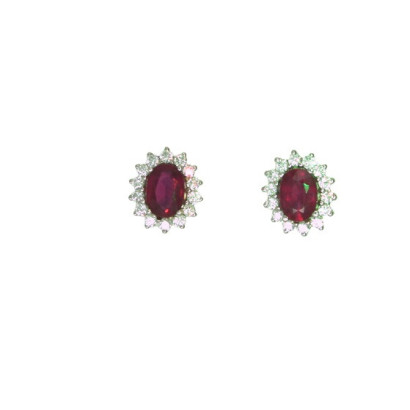 Arracades or blanc rubi i brillants roseto - 509422