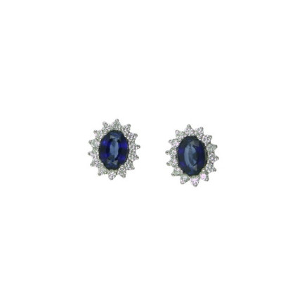 Arracades or blanc 28bri-0.60k safir blau - 509322