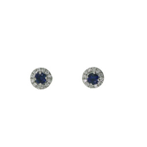 Arracades or blanc 18k bri-0.10k safir blau 0.22k tanca boto - OR-2307C-8