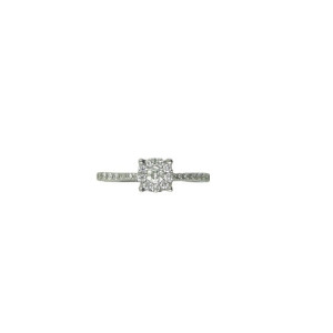 Anillo oro blanco 18k brillantes 0.30k tipo roseton - JABR0376