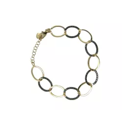 Polsera or rosa 18k brill-0.84k negres anelles llarg 20cm - JPUB0150