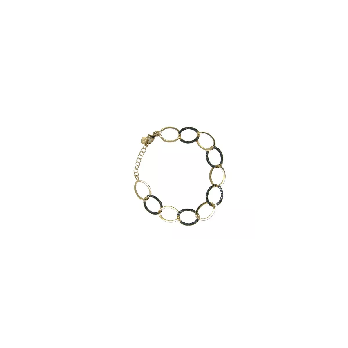 Polsera or rosa 18k brill-0.84k negres anelles llarg 20cm - JPUB0150