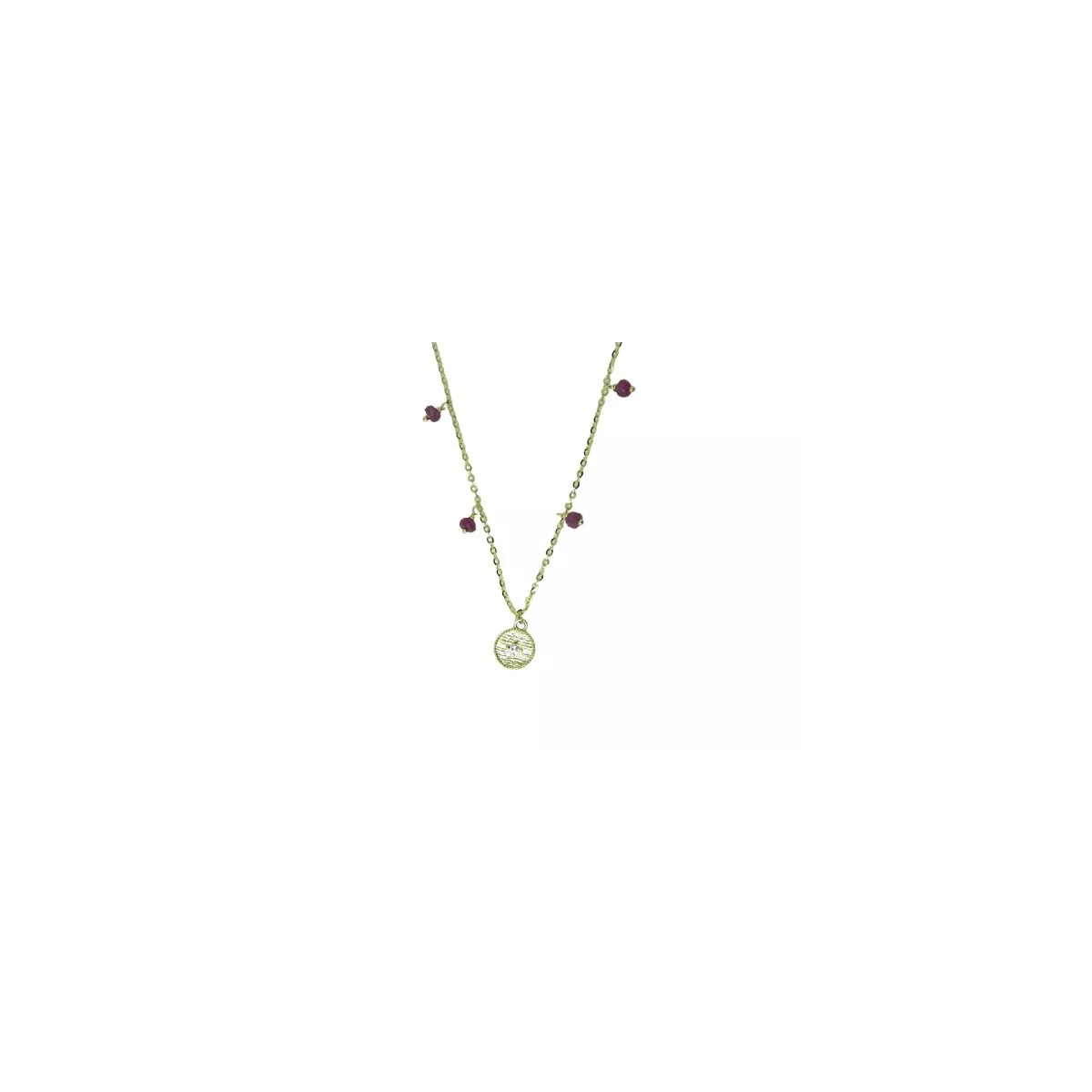 Collar or groc 18k brillant i rubi cadena 40cm - JCOB0306