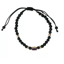 Pulsera oro amarillo 18k onix rubi macrame - B4972MP081