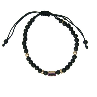 Polsera or groc 18k onix rubi macrame - B4972MP081