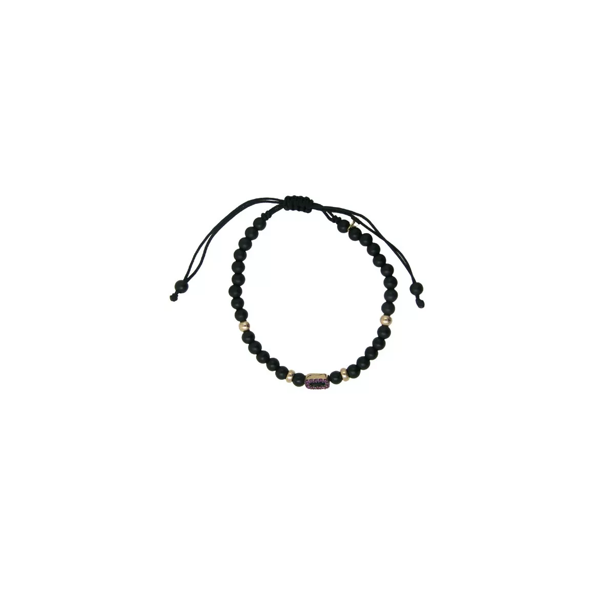 Pulsera oro amarillo 18k onix rubi macrame - B4972MP081