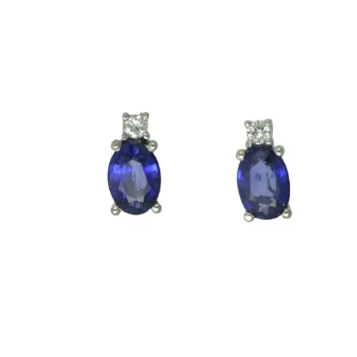 Arracades or blanc 0.10k brillants i safir - V-3162/P/Z