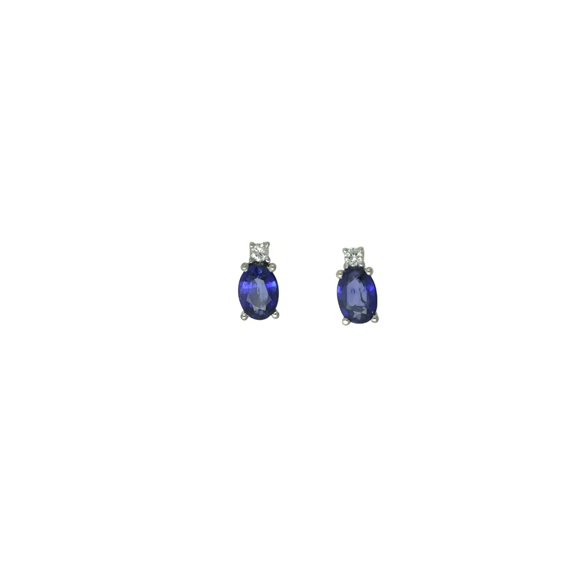 Arracades or blanc 0.10k brillants i safir - V-3162/P/Z