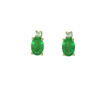 Pendientes oro amarillo 0.10k brillantes esmeraldas - V-3162/P/E