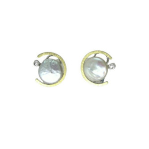 Arracada Miquel Sarda plata or brillant perla - 15373