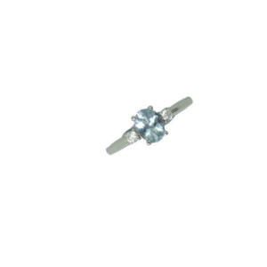 Anillo oro blanco 0.12k brillantes aguamarina - V-3162/S/AG