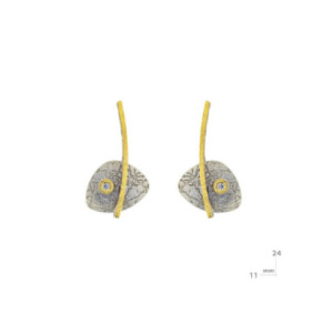 Arracades Miquel Sarda plata or brillant tanca boto - 21274