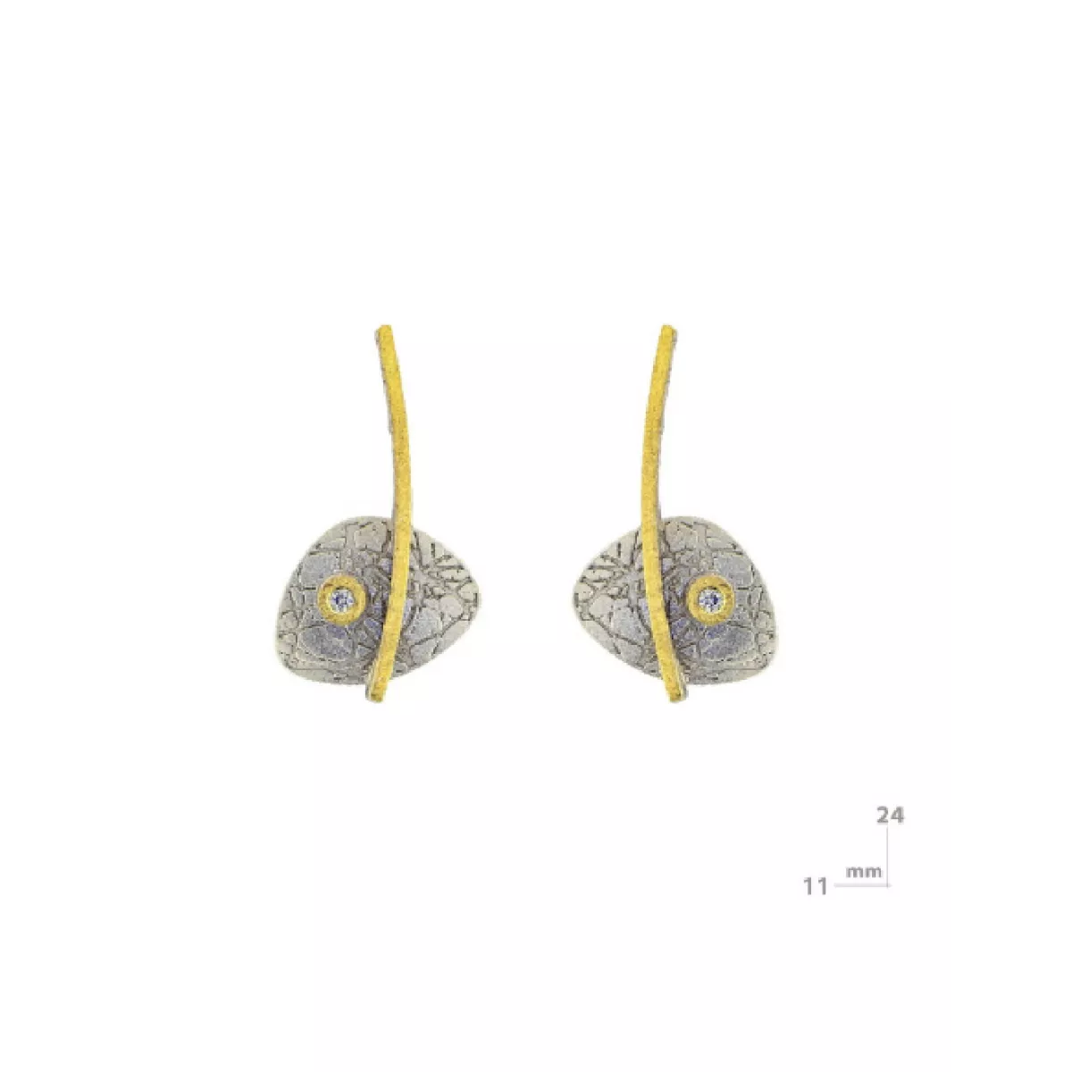 Arracades Miquel Sarda plata or brillant tanca boto - 21274