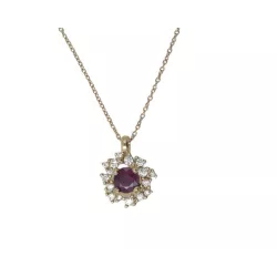 Penjoll or rosa 18k brill-0.13k rubi cadena 42cm - JCOB0311