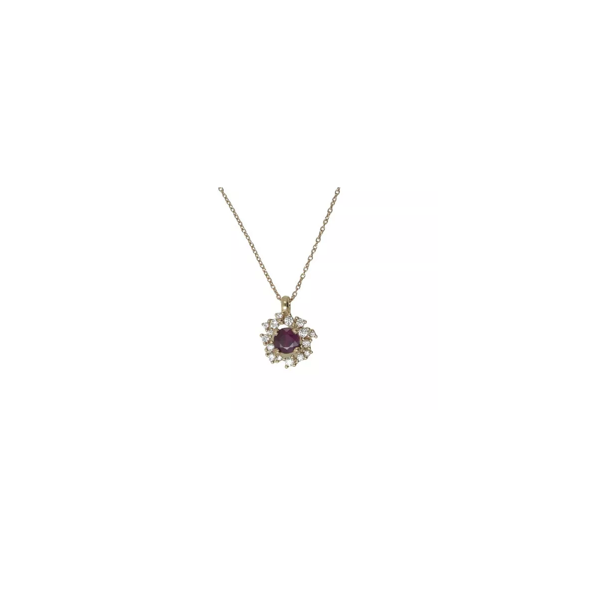 Penjoll or rosa 18k brill-0.13k rubi cadena 42cm - JCOB0311